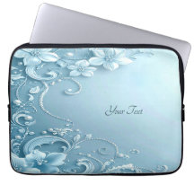 Blue Decorative Floral Laptop Sleeve