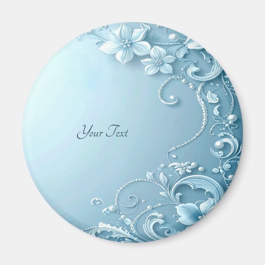 Blue Decorative Floral Magnet (Vorne)