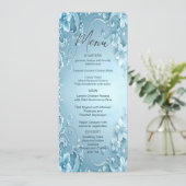 Blue Decorative Floral Menu Menükarte (Stehend Vorderseite)