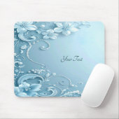 Blue Decorative Floral Mousepad (Mit Mouse)