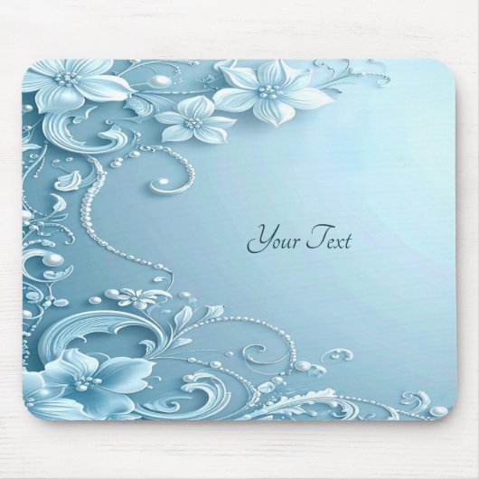Blue Decorative Floral Mousepad (Vorne)