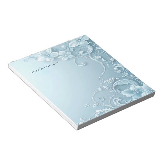 Blue Decorative Floral Notepad Notizblock (angewinkelt)