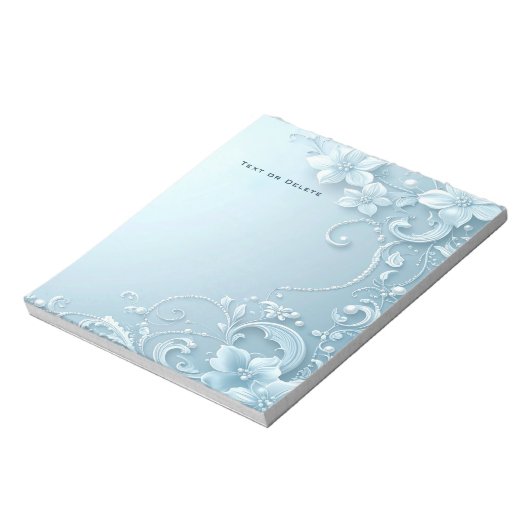 Blue Decorative Floral Notepad Notizblock (Rotiert)