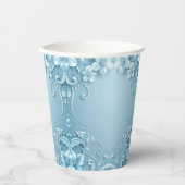 Blue Decorative Floral Paper Cups Pappbecher (Vorderseite)