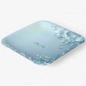 Blue Decorative Floral Paper Plate Pappteller (Gewinkelt)