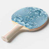 Blue Decorative Floral Ping Pong Paddle Tischtennis Schläger (Vorderseite)