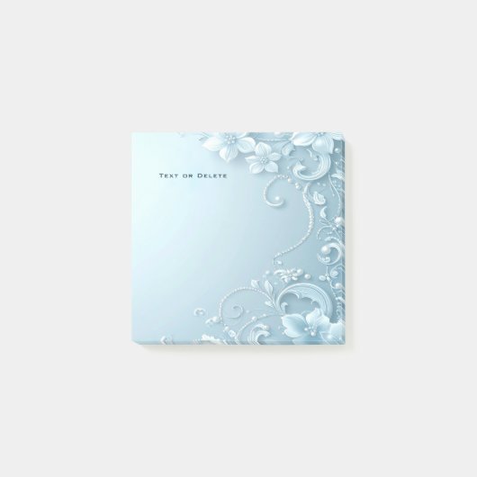 Blue Decorative Floral Post it Notes Post-it Klebezettel (Vorderseite)