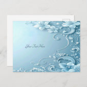 Blue Decorative Floral Postcard Postkarte (Vorne/Hinten)