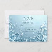 Blue Decorative Floral RSVP Card (Vorderseite)