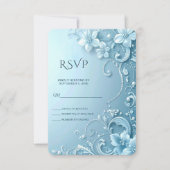 Blue Decorative Floral RSVP Card (Vorderseite)