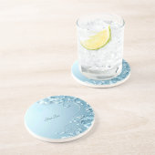 Blue Decorative Floral Sandstone Coaster Getränkeuntersetzer (Seite)