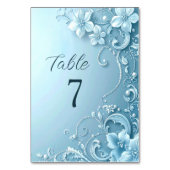 Blue Decorative Floral Table Number Tischnummer (Rückseite)