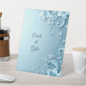 Blue Decorative Floral Tabletop Signs Sockelschild (In SItu)