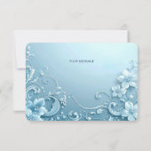 Blue Decorative Floral Thank You Card Dankeskarte (Rückseite)