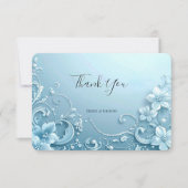 Blue Decorative Floral Thank You Card Dankeskarte (Vorderseite)