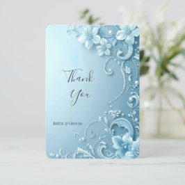 Blue Decorative Floral Thank You Card Dankeskarte