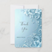 Blue Decorative Floral Thank You Card Dankeskarte (Vorderseite)