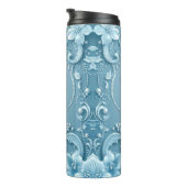 Blue Decorative Floral Thermal Tumbler Thermosbecher (Nach rechts gedreht)