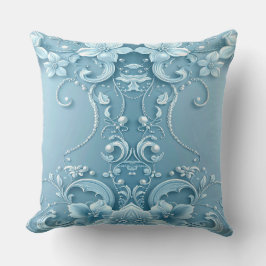 Blue Decorative Floral Throw Pillow Kissen