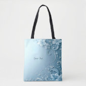Blue Decorative Floral Tote Bag Tasche (Vorderseite)