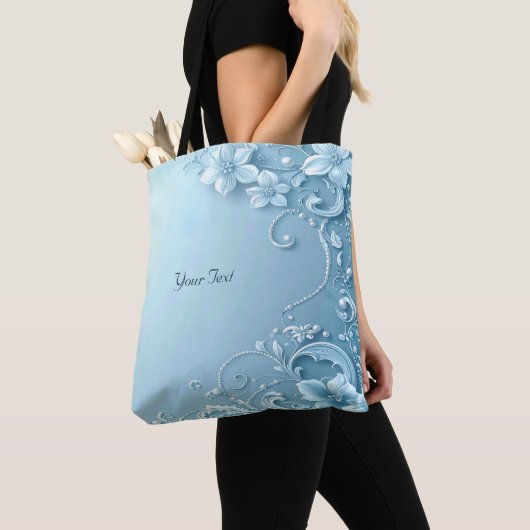 Blue Decorative Floral Tote Bag Tasche (Von Nahem)