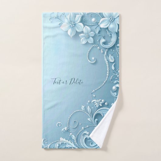 Blue Decorative Floral Towel Set (Handtuch)