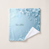 Blue Decorative Floral Towel Set (Waschlappen)