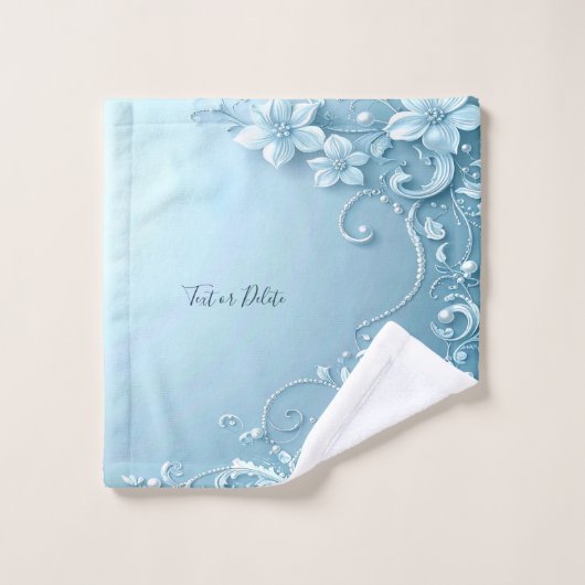 Blue Decorative Floral Towel Set (Waschlappen)