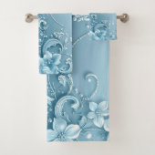 Blue Decorative Floral Towel Set (Insitu)