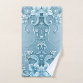 Blue Decorative Floral Towel Set (Handtuch)