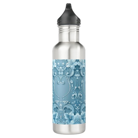 Blue Decorative Floral Water Bottle Edelstahlflasche (Rechts)