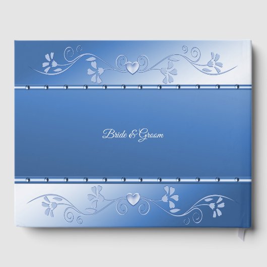 Blue Decorative Frame Guest Book Gästebuch (Rückseite)