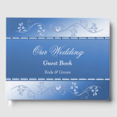 Blue Decorative Frame Guest Book Gästebuch (Vorderseite)