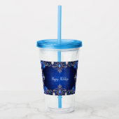 Blue Decorative Holiday Acrylic Tumbler Acryltrinkbecher (Vorderseite)
