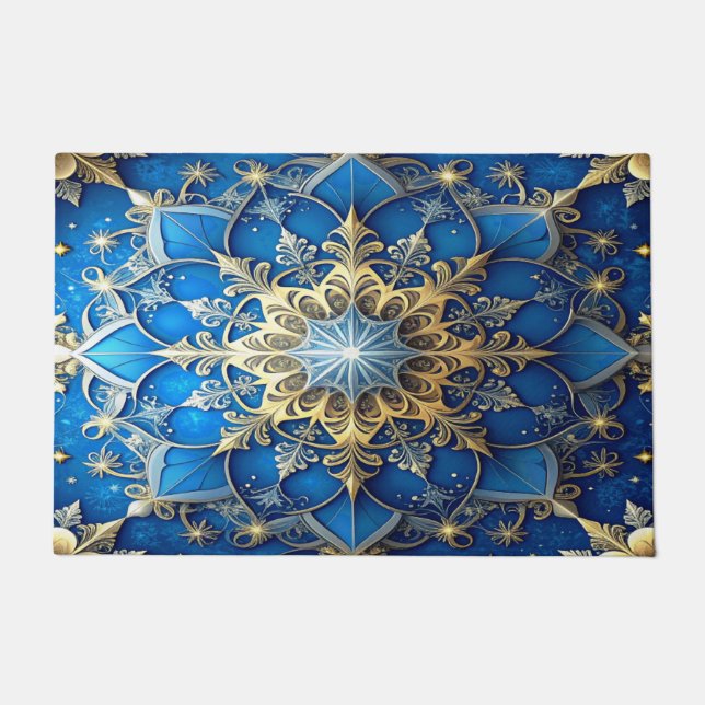 Blue Decorative Holiday Doormat Fußmatte (Vorderseite)