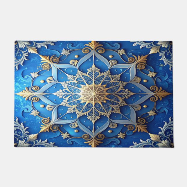 Blue Decorative Holiday Doormat Fußmatte (Vorderseite)