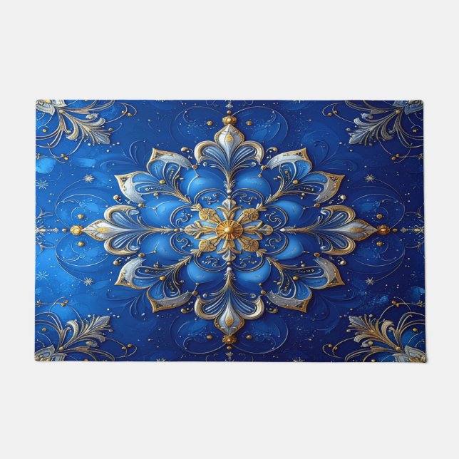 Blue Decorative Holiday Doormat Fußmatte (Vorderseite)