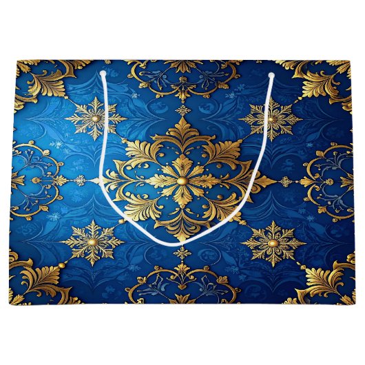 Blue Decorative Holiday Gift Bag Große Geschenktüte (Vorderseite)