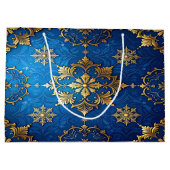 Blue Decorative Holiday Gift Bag Große Geschenktüte (Rückseite)