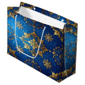 Blue Decorative Holiday Gift Bag Große Geschenktüte (Vorderseite Schrägansicht)