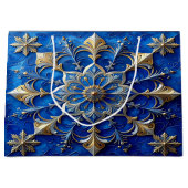 Blue Decorative Holiday Gift Bag Große Geschenktüte (Vorderseite)