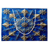 Blue Decorative Holiday Gift Bag Große Geschenktüte (Rückseite)