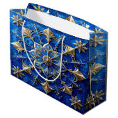 Blue Decorative Holiday Gift Bag Große Geschenktüte (Rückseite Schrägansicht)
