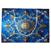 Blue Decorative Holiday Gift Bag Große Geschenktüte (Rückseite)