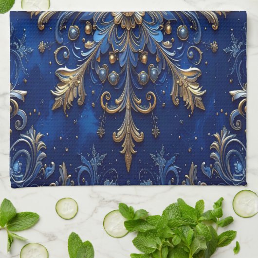Blue Decorative Holiday Kitchen Towel Geschirrtuch (Gefaltet)