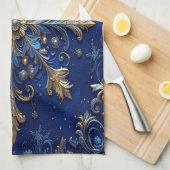 Blue Decorative Holiday Kitchen Towel Geschirrtuch (Viertel Falte)