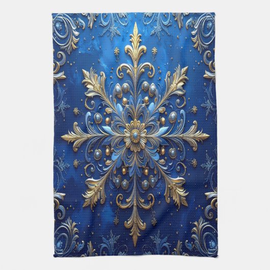 Blue Decorative Holiday Kitchen Towel Geschirrtuch (Vertikal)