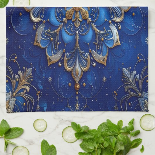 Blue Decorative Holiday Kitchen Towel Geschirrtuch (Gefaltet)