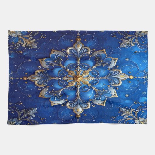 Blue Decorative Holiday Kitchen Towel Geschirrtuch (Horizontal)