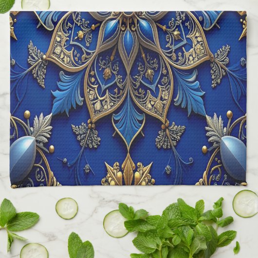 Blue Decorative Holiday Kitchen Towel Geschirrtuch (Gefaltet)